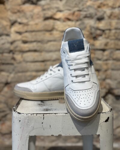 COLLEGE - Sneakers V2 Bianca e inserto Jeans