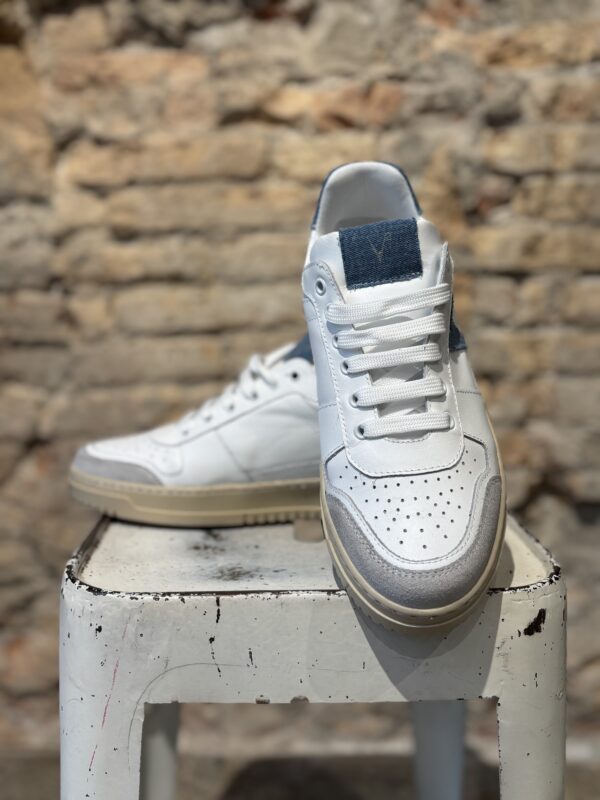 COLLEGE - Sneakers V2 Bianca e inserto Jeans
