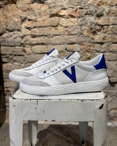 ATENA - Sneakers V2 a suola bassa Bianca e Blu Royal