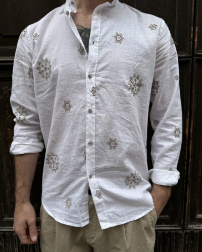 CAMICIA COREANA RICAMATA PHILO TINTO