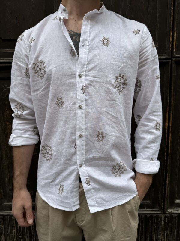 CAMICIA COREANA RICAMATA PHILO TINTO