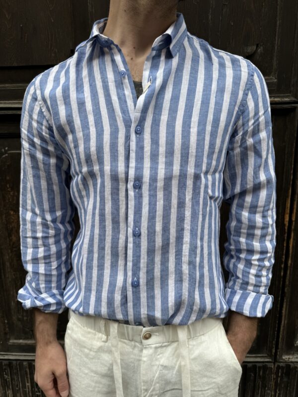 CAMICIA RIGATA LINO COLLO CLASSICO GL