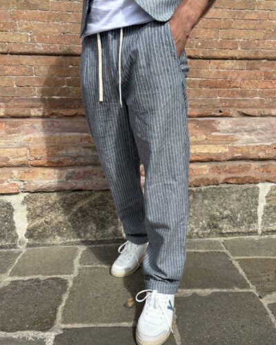 PANTALACCIO GESSATO MISTO LINO
