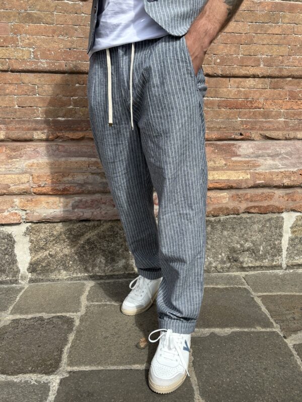 PANTALACCIO GESSATO MISTO LINO