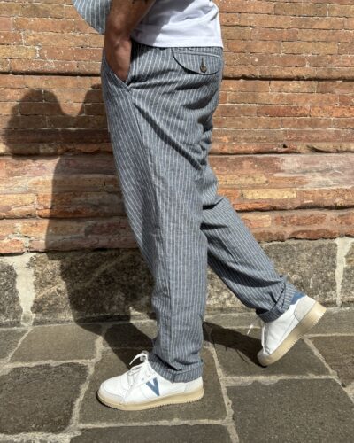 PANTALACCIO GESSATO MISTO LINO