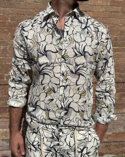 CAMICIA FIORE MISTO LINO