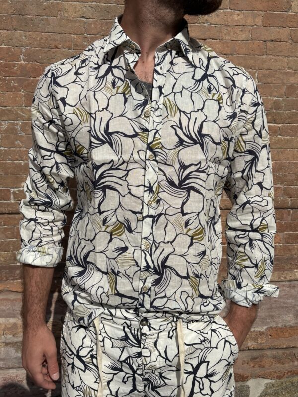 CAMICIA FIORE MISTO LINO