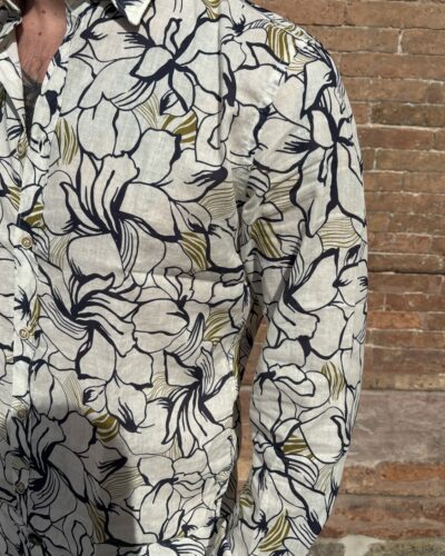 CAMICIA FIORE MISTO LINO