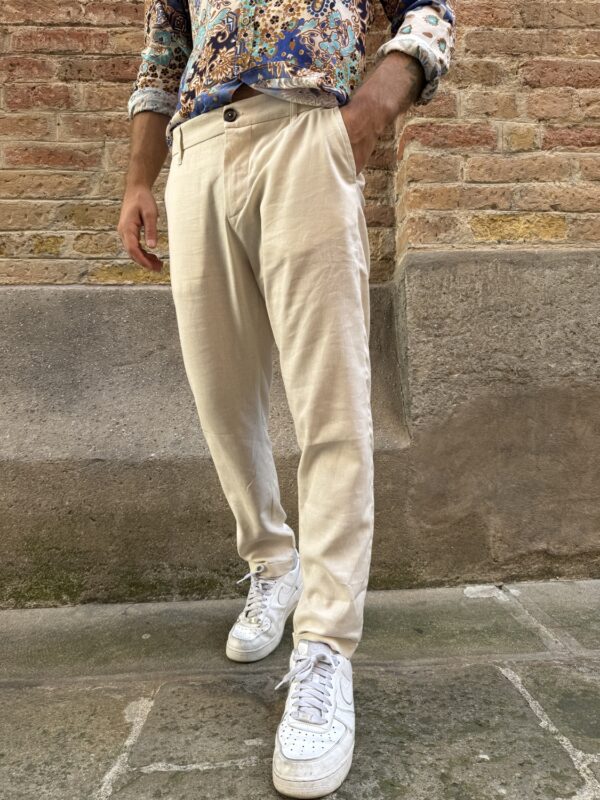 PANTALONE MISTO LINO RISVOLTINO IMPERIAL