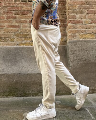 PANTALONE MISTO LINO RISVOLTINO IMPERIAL