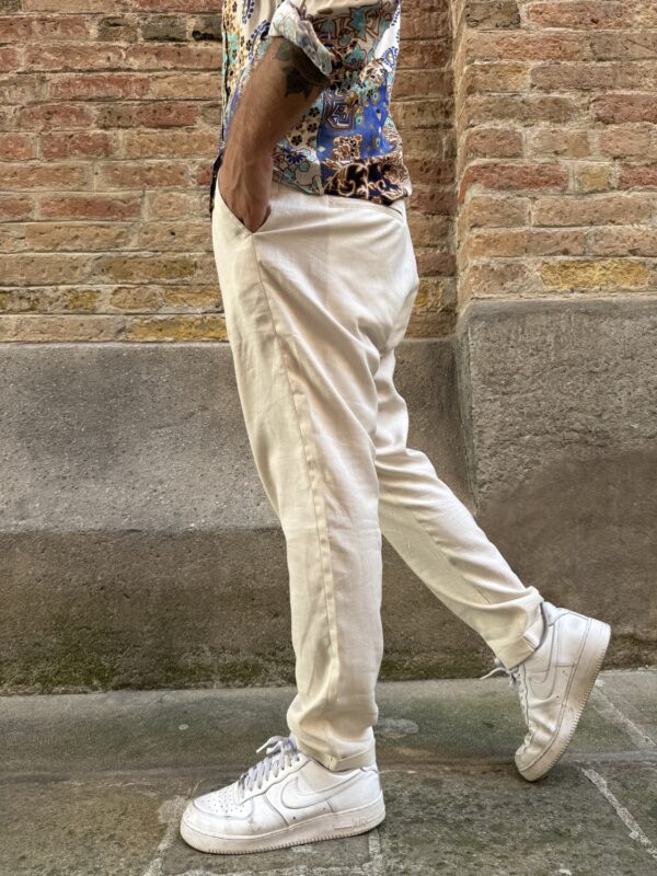 PANTALONE MISTO LINO RISVOLTINO IMPERIAL