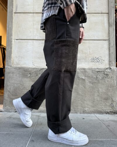 PANTALONE SPALMATO INSERTI VELLUTO BL11