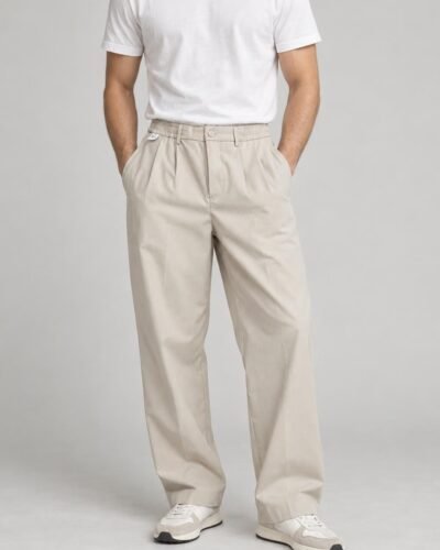 Pantaloni beige elasticizzati