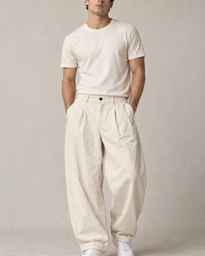 Pantaloni ampi beige