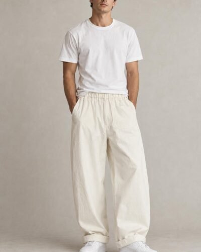 Pantaloni ampi beige
