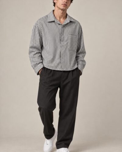 Camicia Cropped Over Rigata