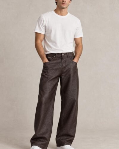 Pantaloni dalla trama effetto pelle