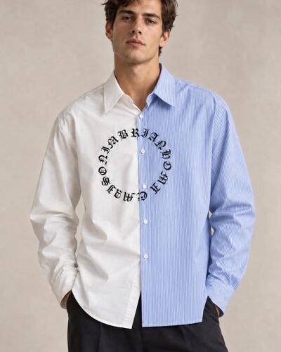 Camicia bicolore con stampa