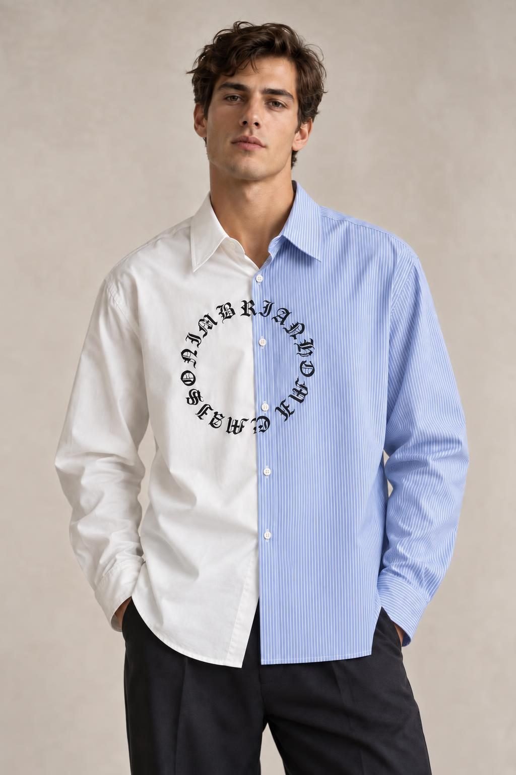 Camicia bicolore con stampa