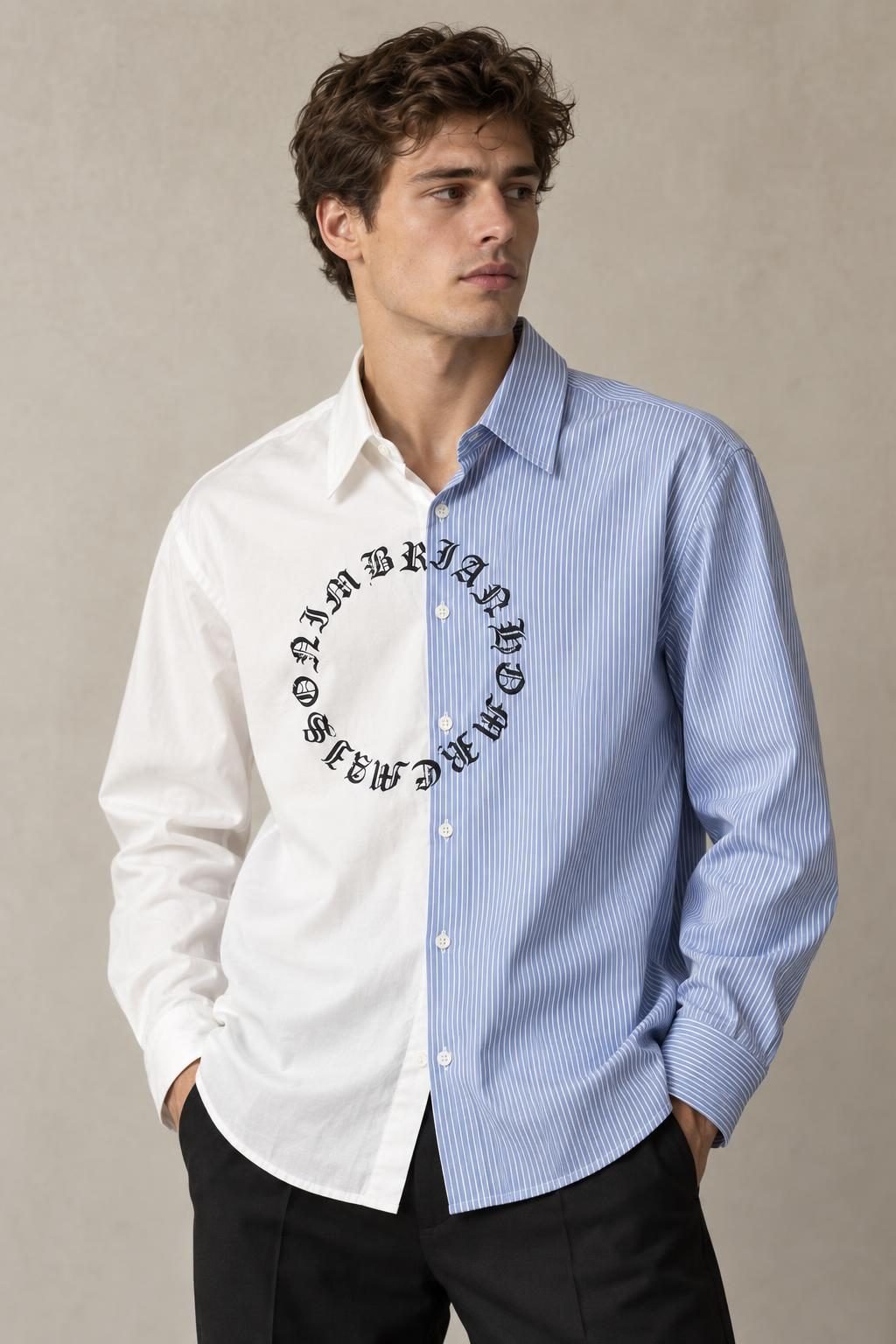 Camicia bicolore con stampa