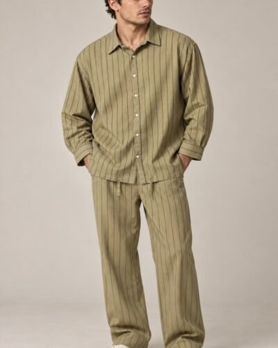 Camicia righe beige