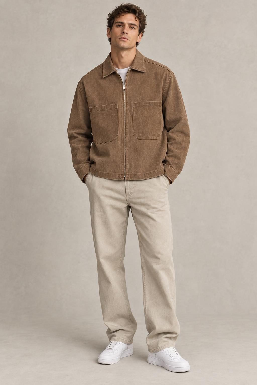 Giacca in cotone marrone