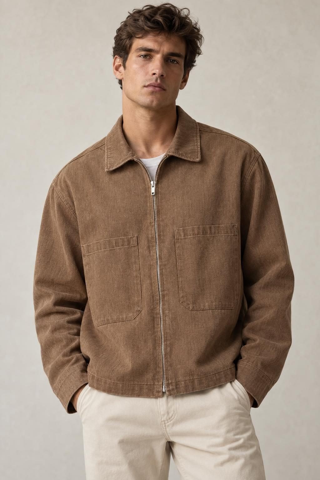 Giacca in cotone marrone