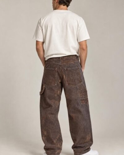 Jeans marroni a gamba larga