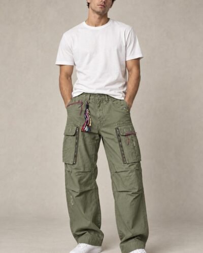 Pantaloni cargo verdi