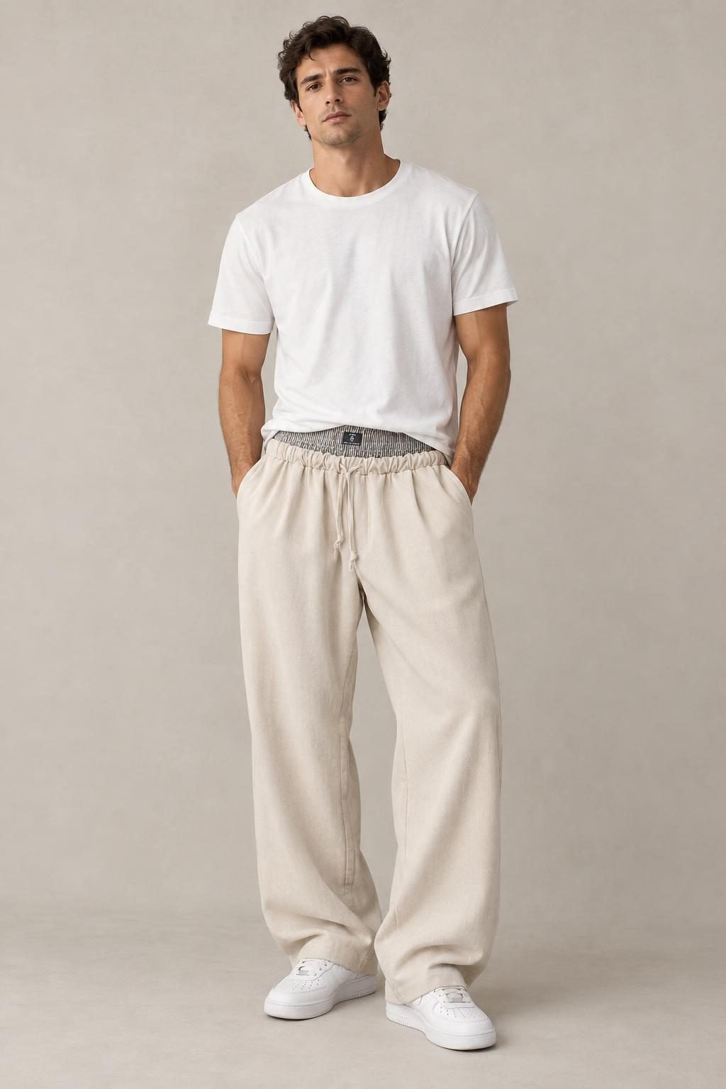 Pantaloni beige ampi
