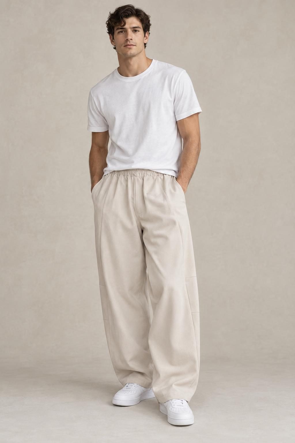 Pantaloni beige ampi