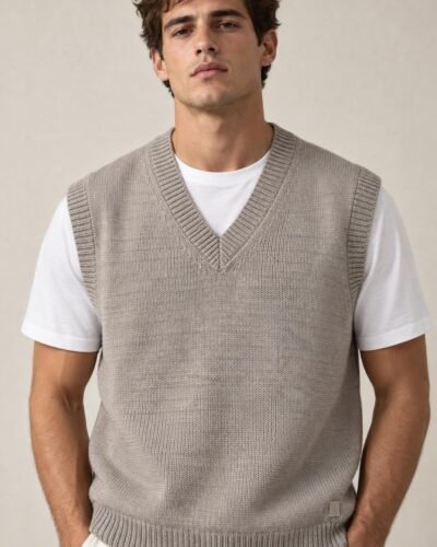 Gilet maglia beige