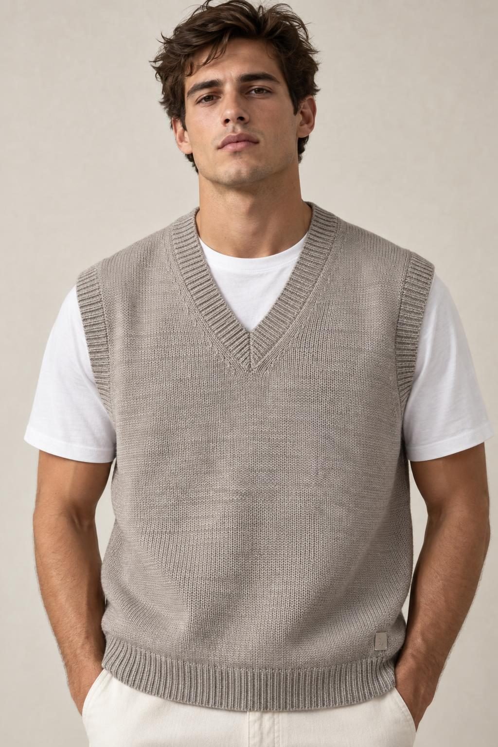 Gilet maglia beige
