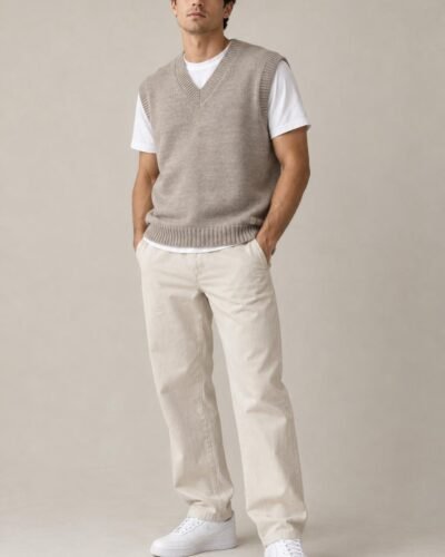 Gilet maglia beige