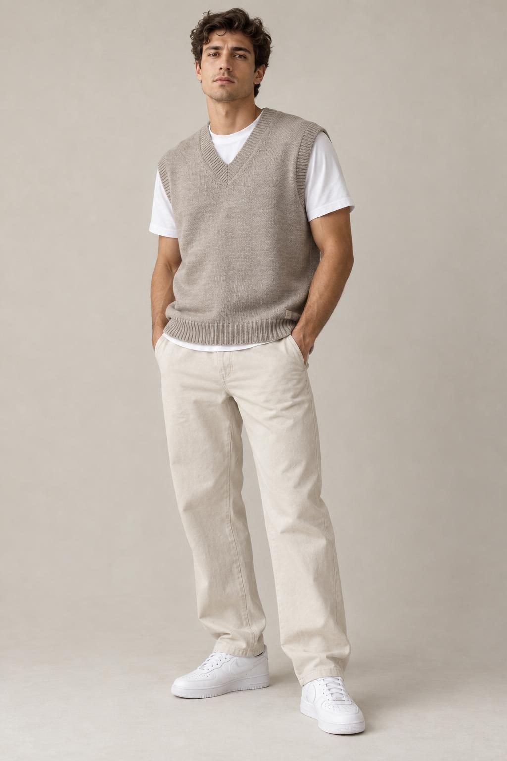 Gilet maglia beige