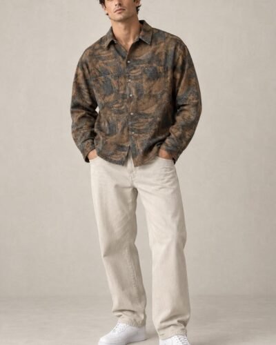 Camicia fantasia marrone