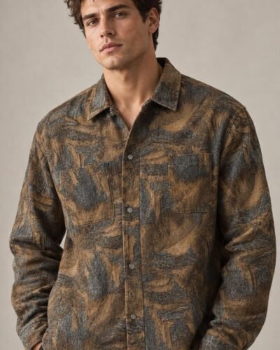 Camicia fantasia marrone