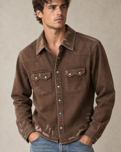 Camicia marrone con borchie