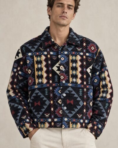 Overshirt croppata etnica